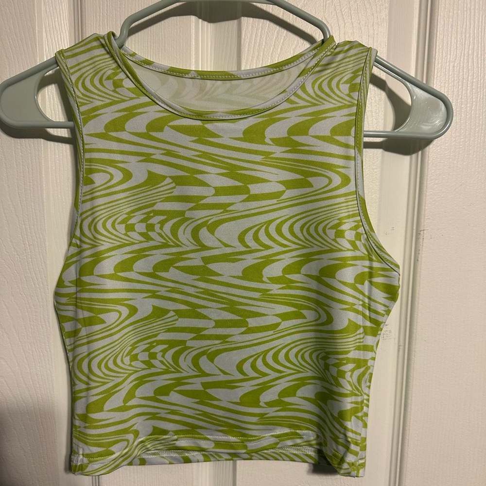 Green and white tank top